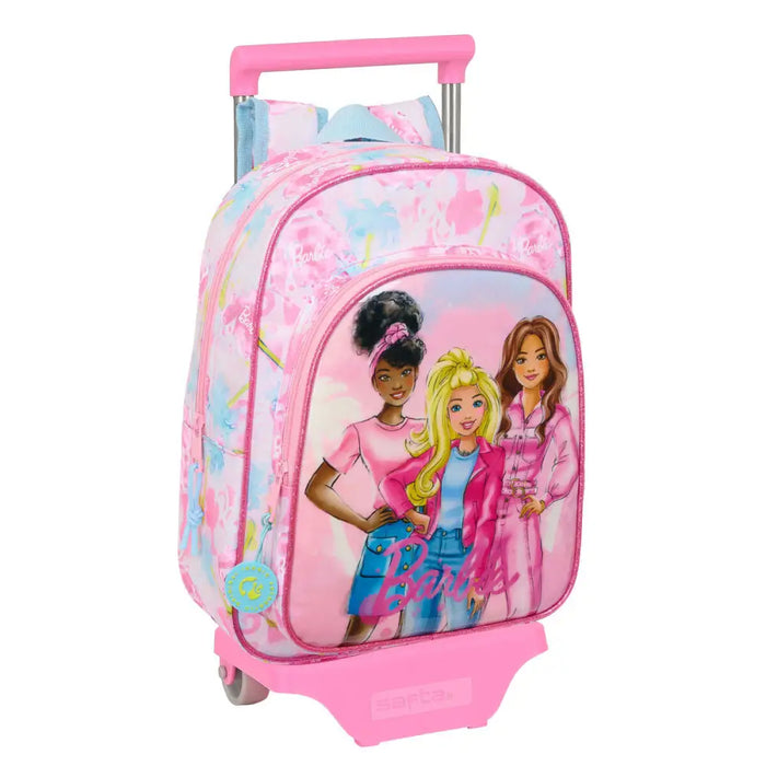 Училищна чанта с колелца Barbie Painterly Розов Небесно