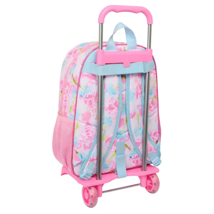 Училищна чанта с колелца Barbie Painterly Розов Небесно
