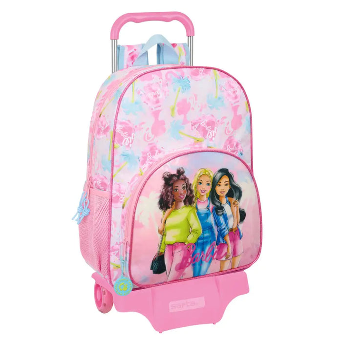 Училищна чанта с колелца Barbie Painterly Розов Небесно