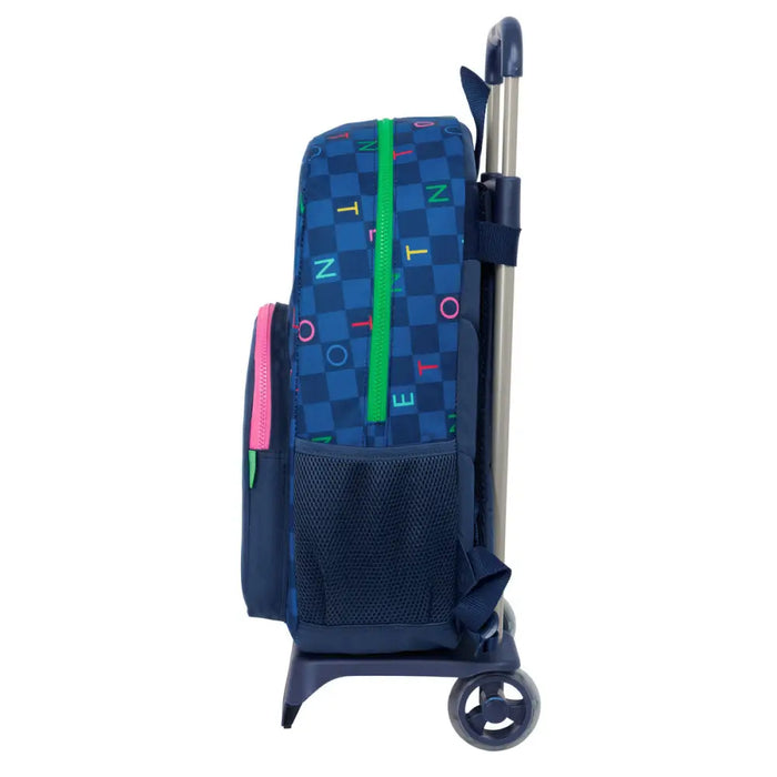 Училищна чанта с колелца Benetton Damero Морско син 30 x 46