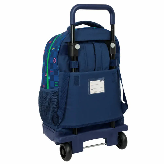 Училищна чанта с колелца Benetton Damero Морско син 33 x 45