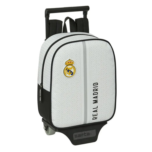 Училищна чанта с колелца Real Madrid C.F. Бял Сив 22 x 27 x