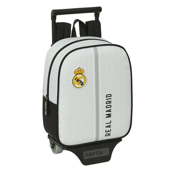Училищна чанта с колелца Real Madrid C.F. Бял Сив 22 x 27 x