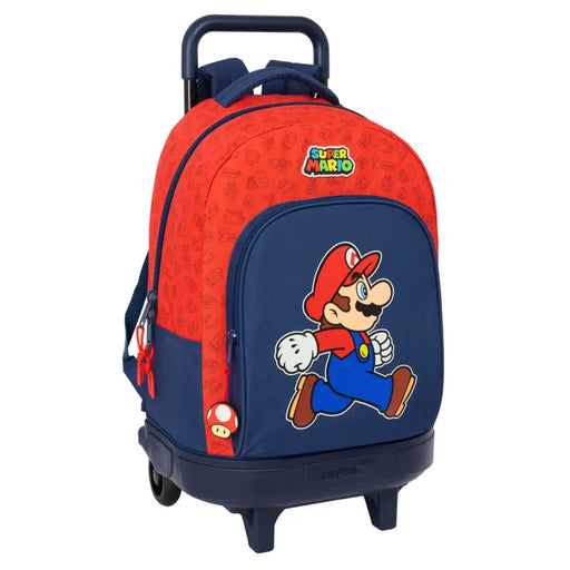 Училищна чанта с колелца Super Mario Trick Червен Тъмно