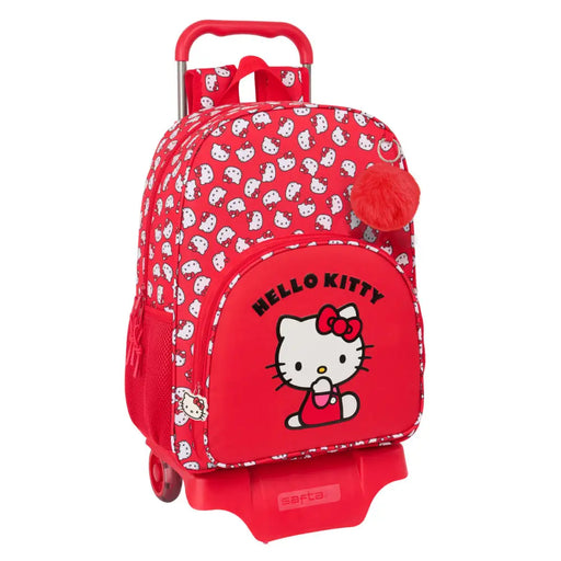 Училищна чанта с колелца Hello Kitty Iconic Бял Червен 33 x