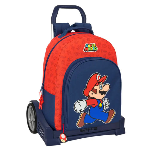 Училищна чанта с колелца Super Mario Trick Червен Тъмно