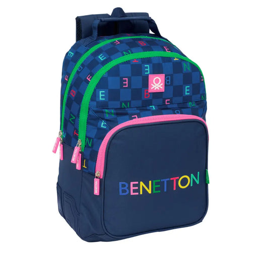Училищна чанта Benetton Damero Морско син 32 x 42 x 15 cm