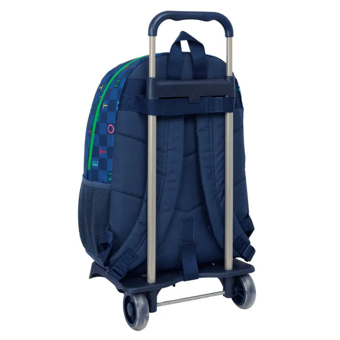 Училищна чанта с колелца Benetton Damero Морско син 30 x 46
