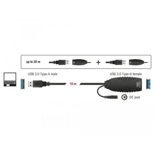 Удължителен кабел DeLock Активен USB-A мъжко - USB-A женско