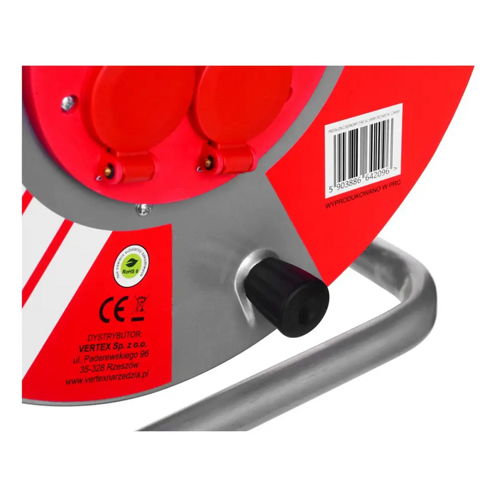 Удължителен кабел VERTEX PB25METAL 3x2,5 mm Черен