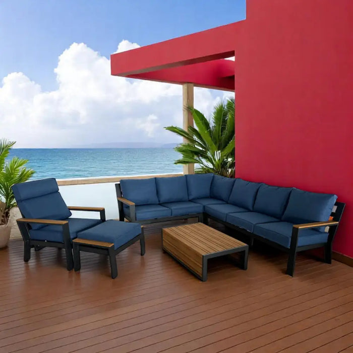 ЪГЛОВ ГРАДИНСКИ КОМПЛЕКТ CLIO АЛУМИНИЙ/ТИКОВА ДЪРВЕСИНА HD