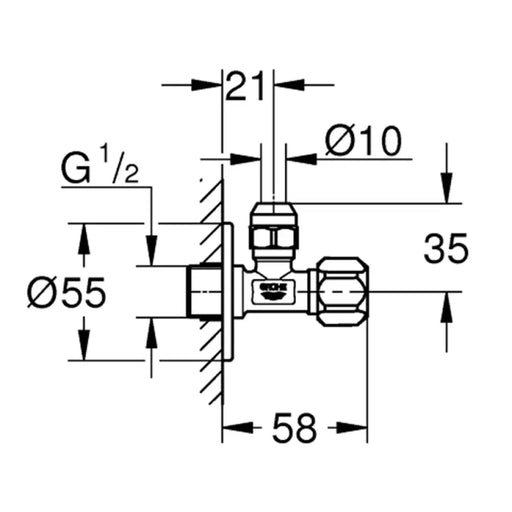 ЪГЛОВ КРАН 1/2Х3/8 GROHE 22029000