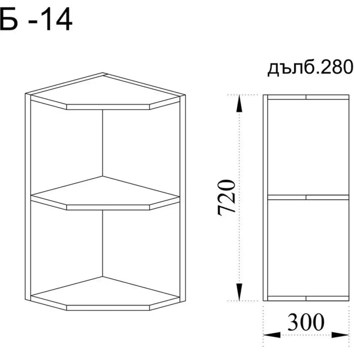 ЪГЛОВА ЕТАЖЕРКА ГОРЕН РЕД ГОРЕН РЕД IRIM 30X28X72 СМ.