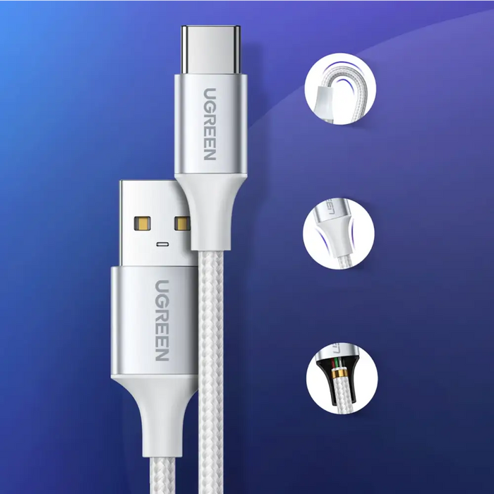 Ugreen US288 60133 USB-A / USB-C QC 3.0 3A 2m кабел - бял