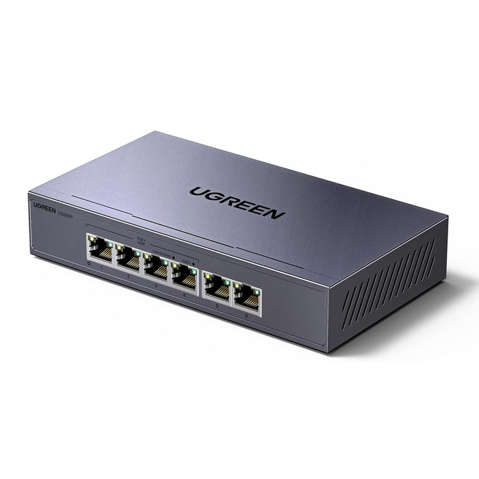 Ugreen 6-портов 1Gb/s Ethernet комутатор с PoE - сив