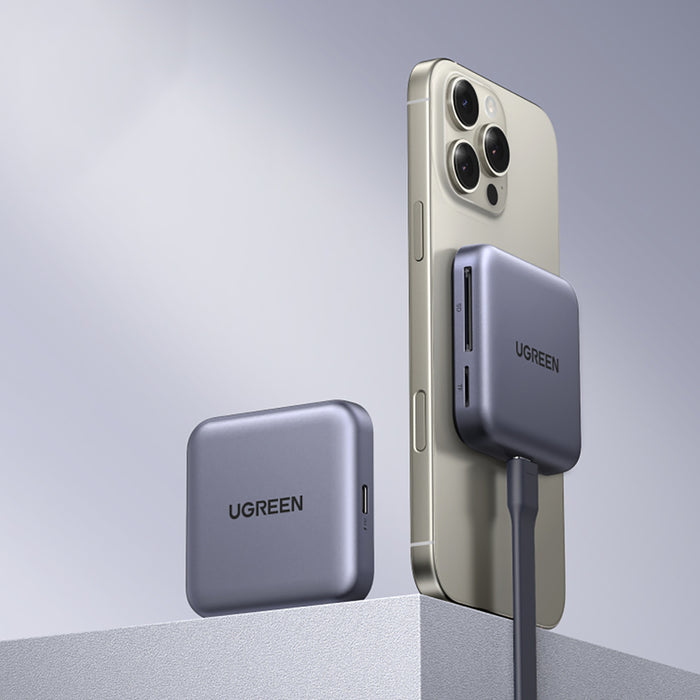 Ugreen Четец за магнитни карти с памет + 100W PD 3в1 зарядно - сив