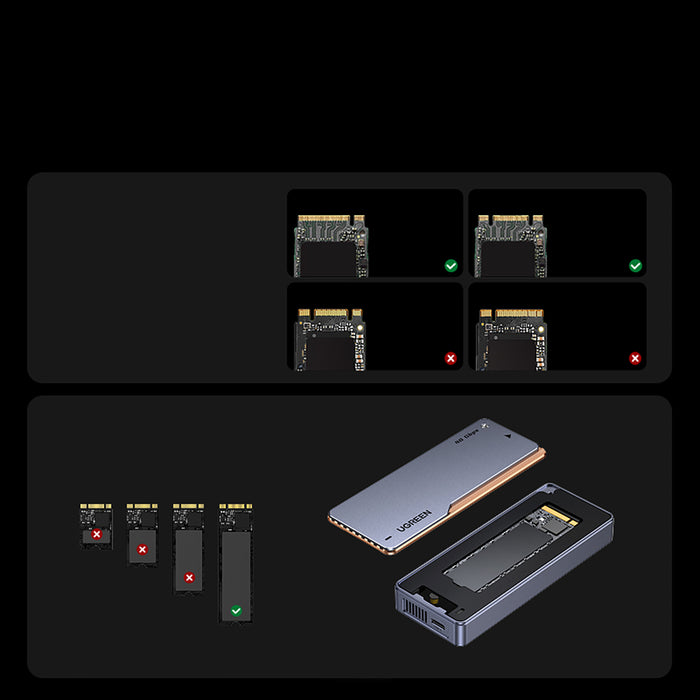 Ugreen D703 USB4 40Gb/s M.2 NVMe SSD корпус с активно охлаждане - сив