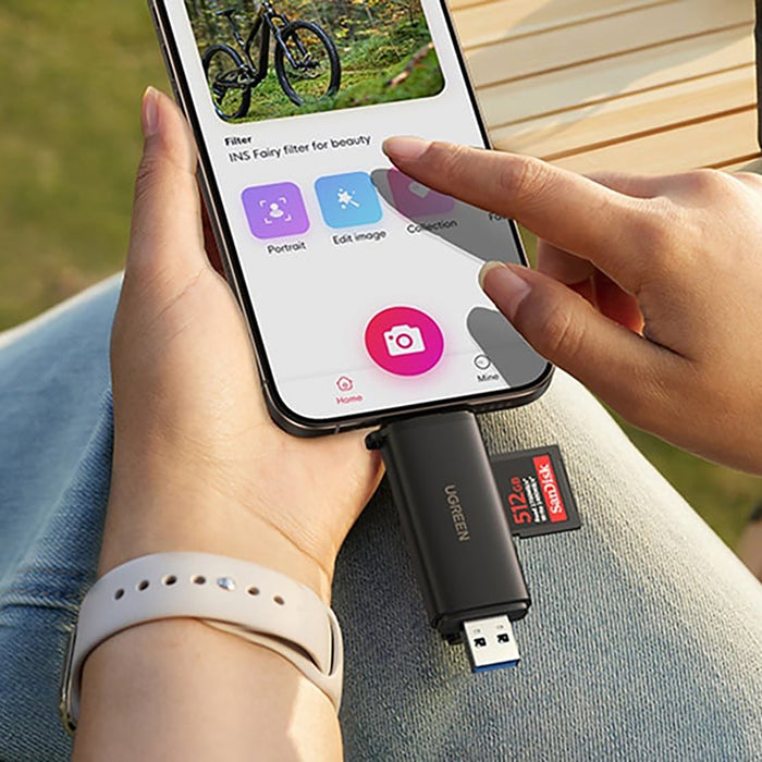 Ugreen 2в1 USB-C / USB-A SD 4.0 UHS-II четец за карти - черен