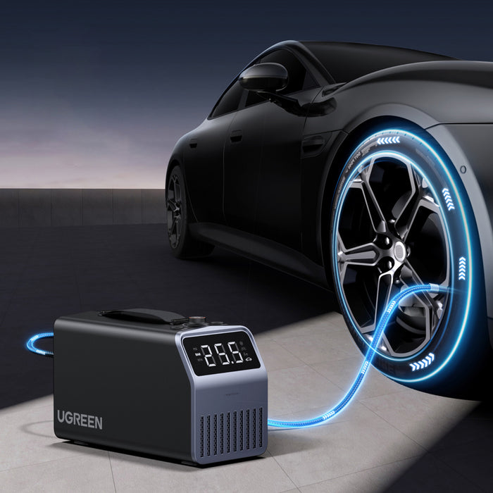 Ugreen 150 PSI 12V електрическа помпа за гуми с дигитален дисплей - сива
