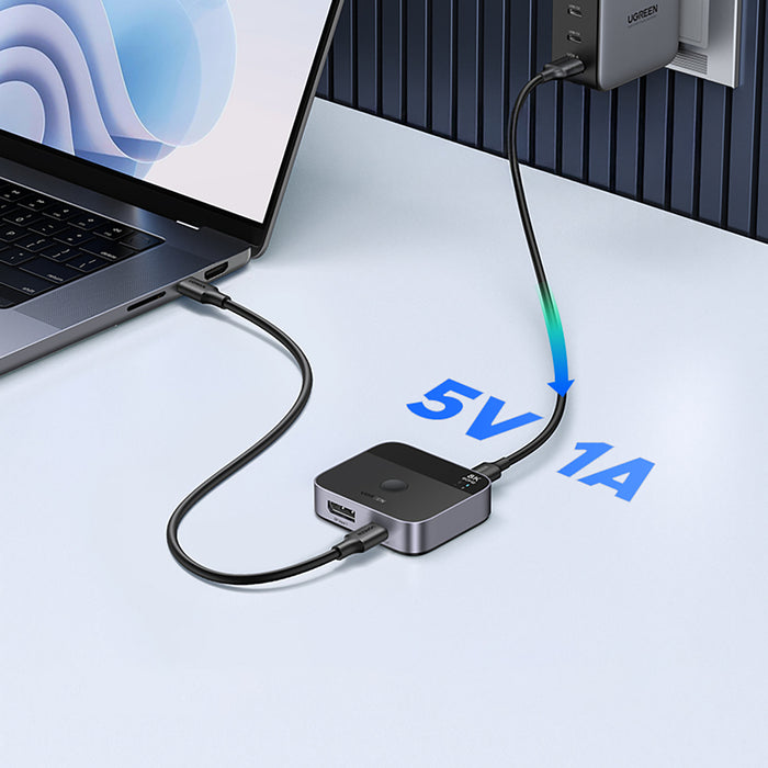 Ugreen DisplayPort/USB-C към USB-C превключвател - сив