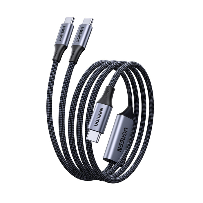 Ugreen 2в1 USB-C кабел - 2xUSB-C PD 140W 2м - Черен