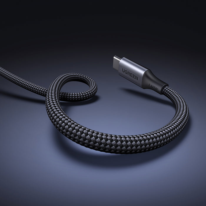 Ugreen 2в1 USB-C кабел - 2xUSB-C PD 140W 2м - Черен