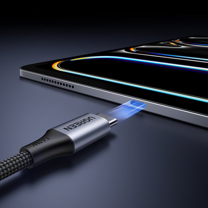 Ugreen 2в1 USB-C кабел - 2xUSB-C PD 140W 2м - Черен