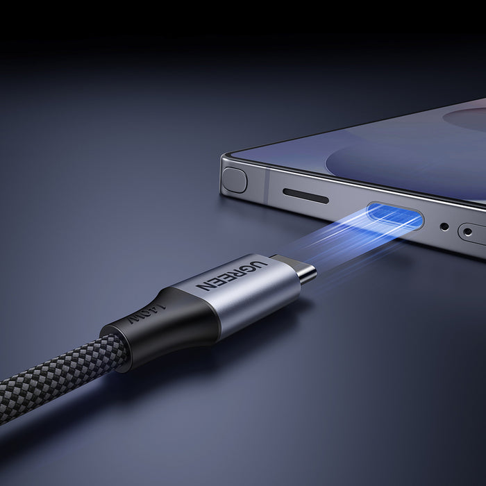 Ugreen 2в1 USB-C кабел - 2xUSB-C PD 140W 2м - Черен