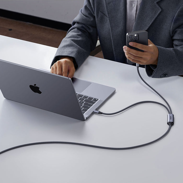 Ugreen 2в1 USB-C кабел - 2xUSB-C PD 140W 2м - Черен