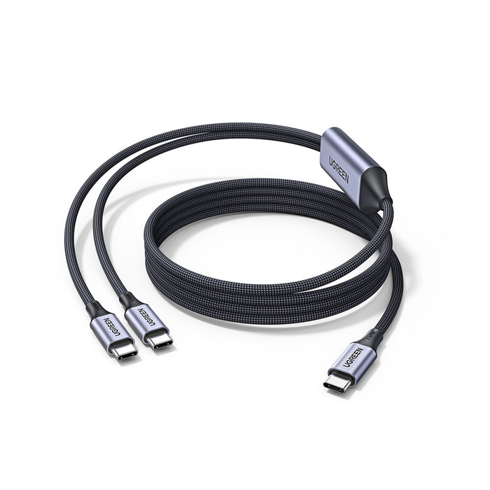 Ugreen 2в1 USB-C кабел - 2xUSB-C PD 140W 2м - Черен
