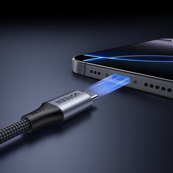 Ugreen 2в1 USB-C кабел - 2xUSB-C PD 140W 2м - Черен