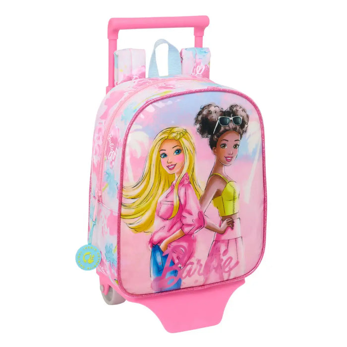 Училищна чанта с колелца Barbie Painterly Розов Небесно