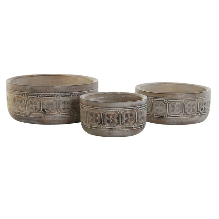 Украса за център на маса DKD Home Decor Бял Естествен Дърво