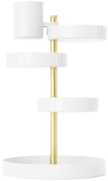 Органайзер за бижута Umbra - Pirouette, Ø23 x 35 cm, бял месинг