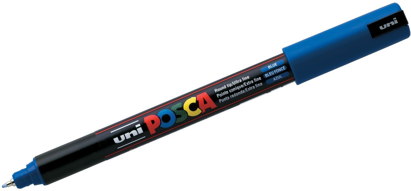 Перманентен, ултра фин маркер Uni Posca - PC-1MR, 0.7 mm, син