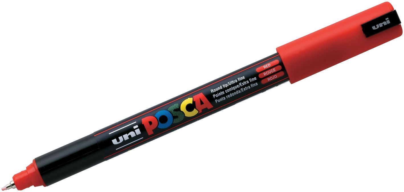 Перманентен, ултра фин маркер Uni Posca - PC-1MR, 0.7 mm, червен