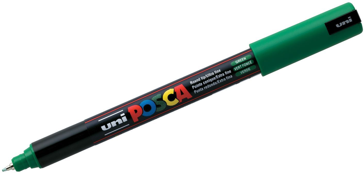 Перманентен, ултра фин маркер Uni Posca - PC-1MR, 0.7 mm, зелен
