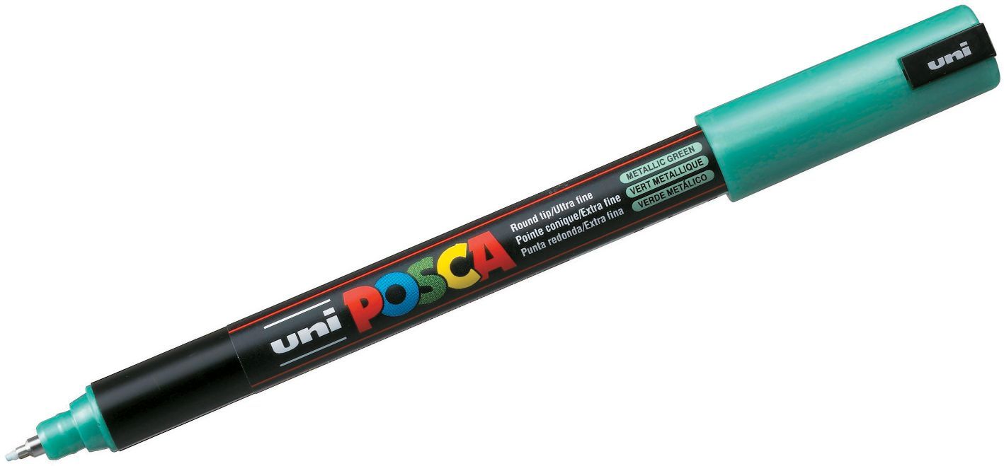 Перманентен, ултра фин маркер Uni Posca - PC-1MR, 0.7 mm, зелен металик