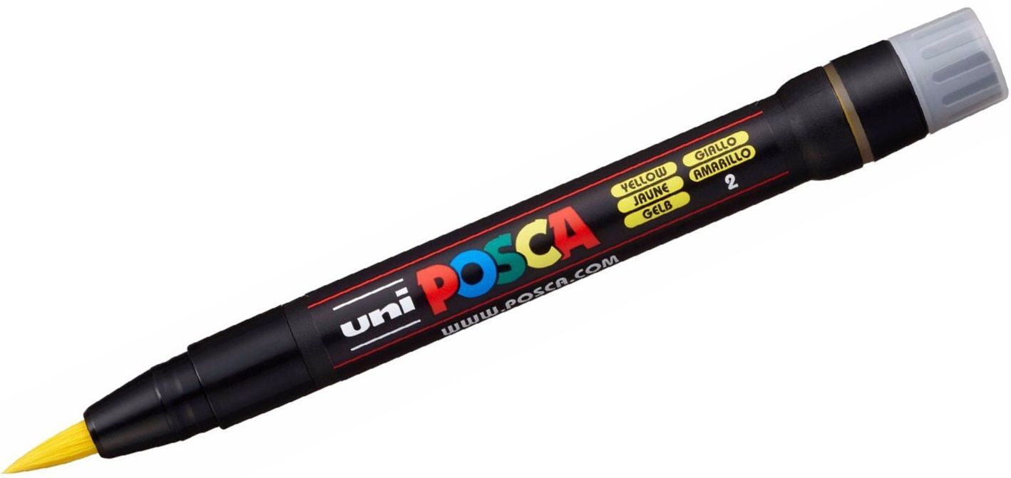Перманентен маркер четка Uni Posca - PCF-350, жълт
