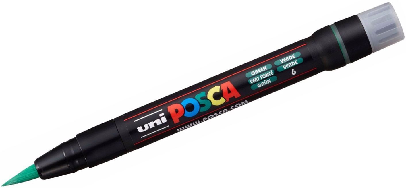 Перманентен маркер четка Uni Posca - PCF-350, зелен