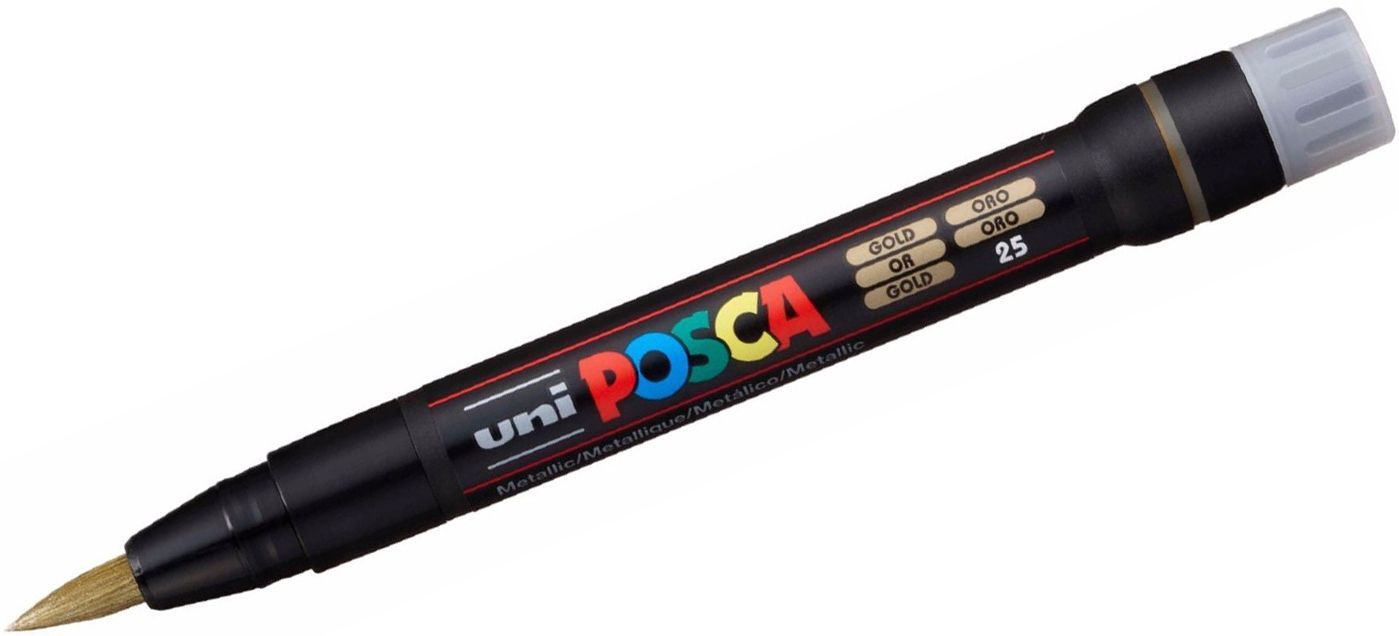 Перманентен маркер четка Uni Posca - PCF-350, златен