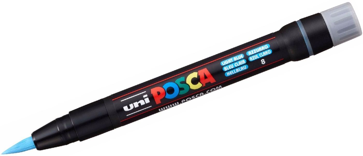 Перманентен маркер четка Uni Posca - PCF-350, светлосин