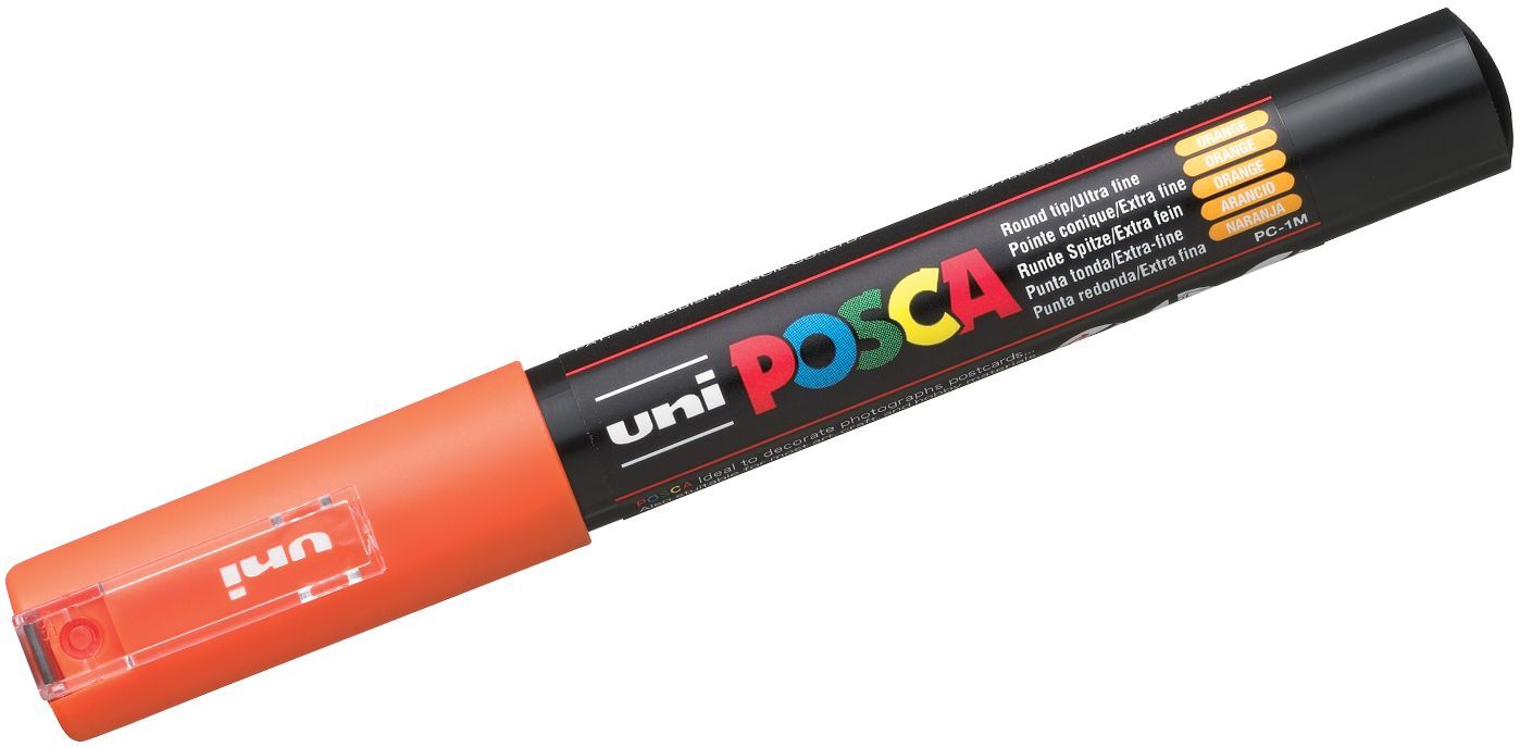 Перманентен маркер с объл връх Uni Posca - PC-1M, 1.0 mm, оранжев