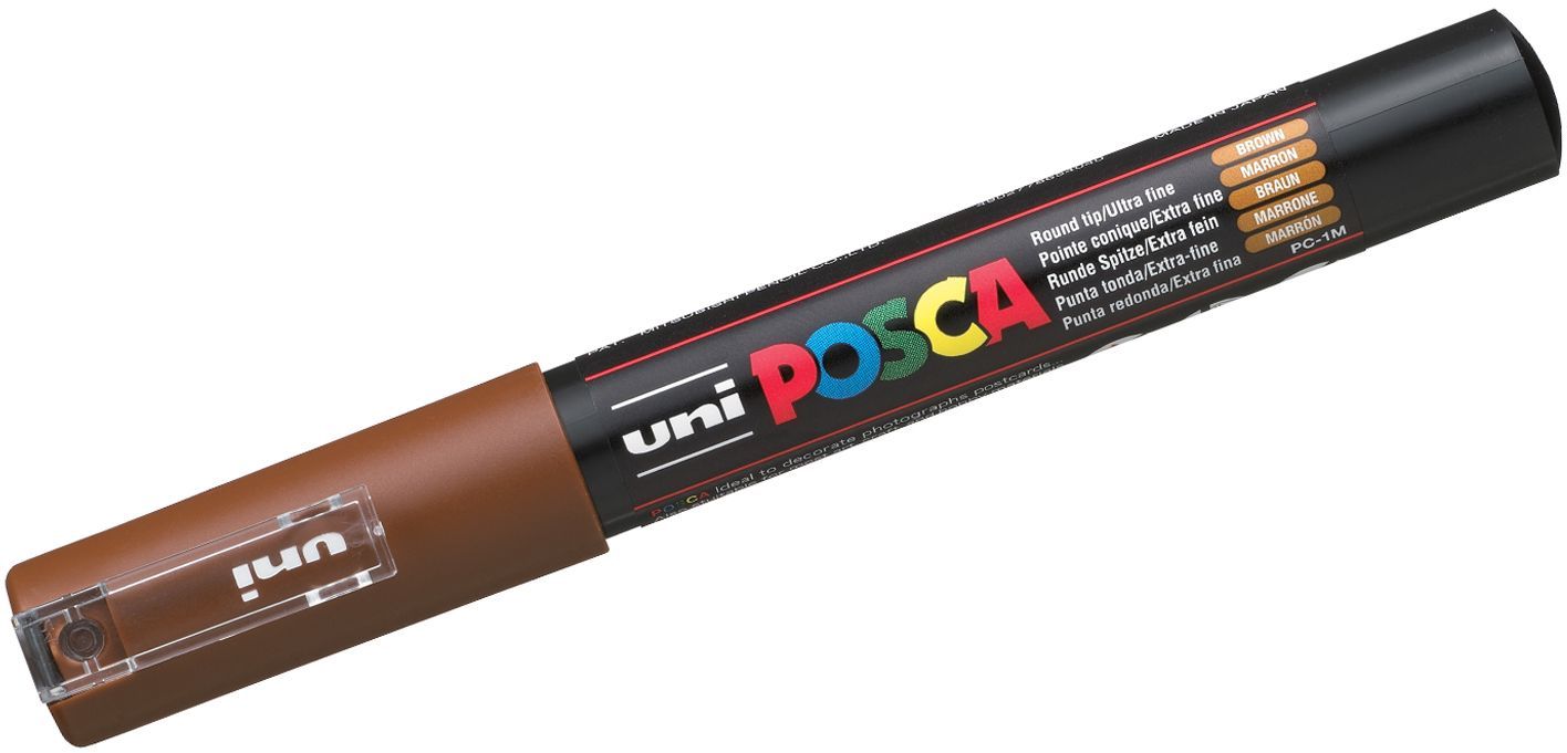 Перманентен маркер с объл връх Uni Posca - PC-1M, 1.0 mm, кафяв