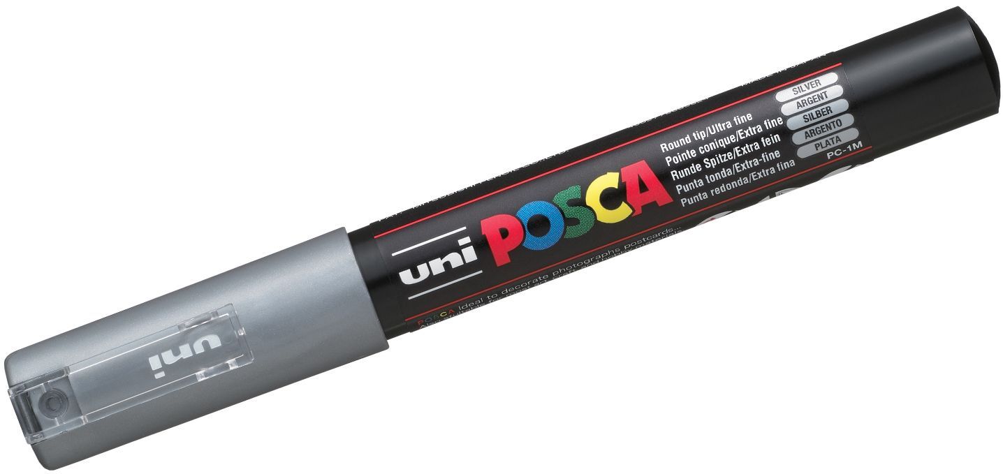 Перманентен маркер с объл връх Uni Posca - PC-1M, 1.0 mm, сребърен
