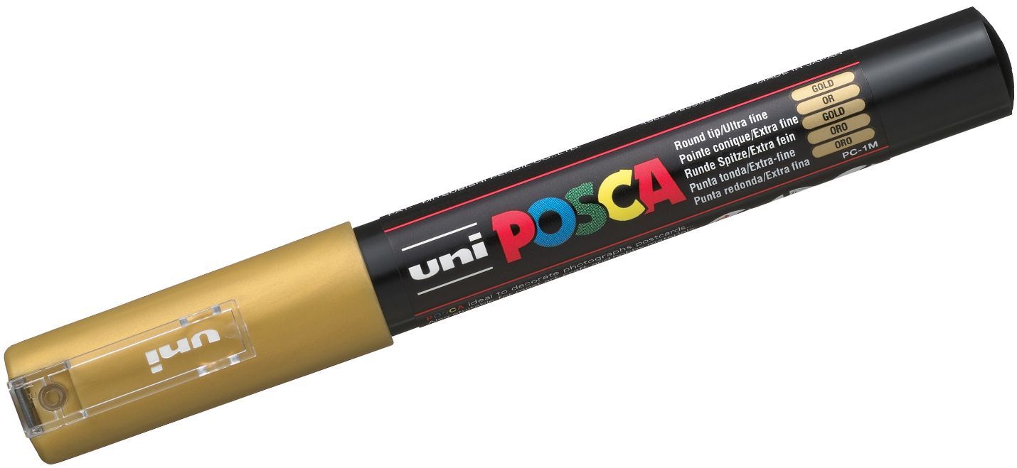 Перманентен маркер с объл връх Uni Posca - PC-1M, 1.0 mm, златен