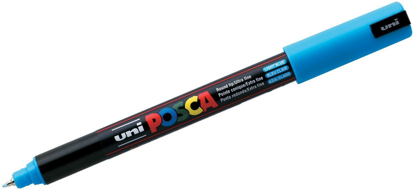 Перманентен маркер с объл връх Uni Posca - PC-1M, 1.0 mm, светлосин