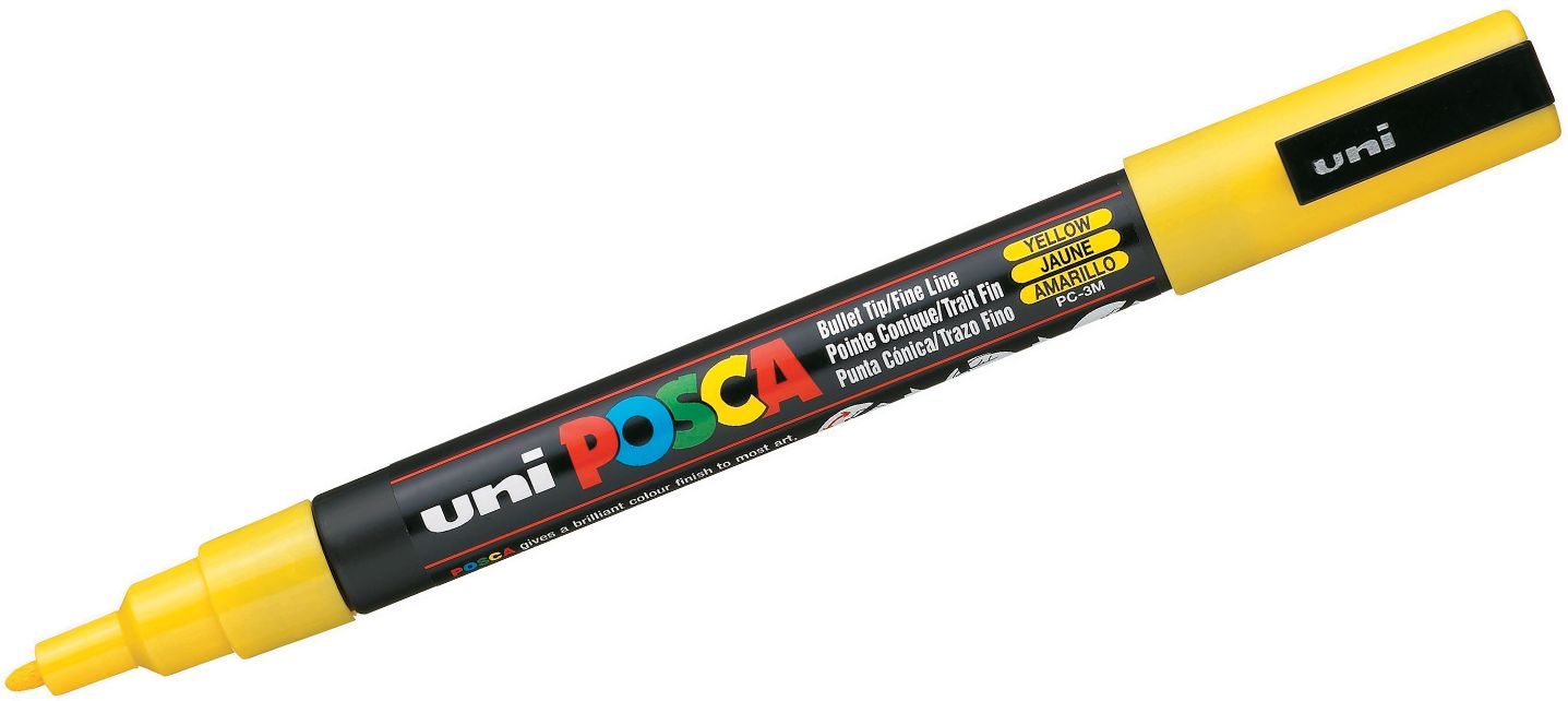 Перманентен маркер с объл връх Uni Posca - PC-3M, 1.5 mm, жълт