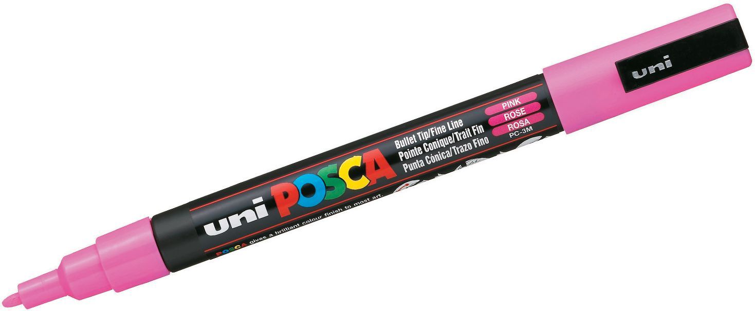 Перманентен маркер с объл връх Uni Posca - PC-3M, 1.5 mm, розов