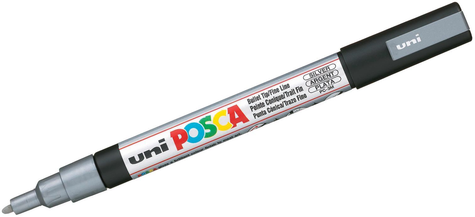Перманентен маркер с объл връх Uni Posca - PC-3M, 1.5 mm, сребърен